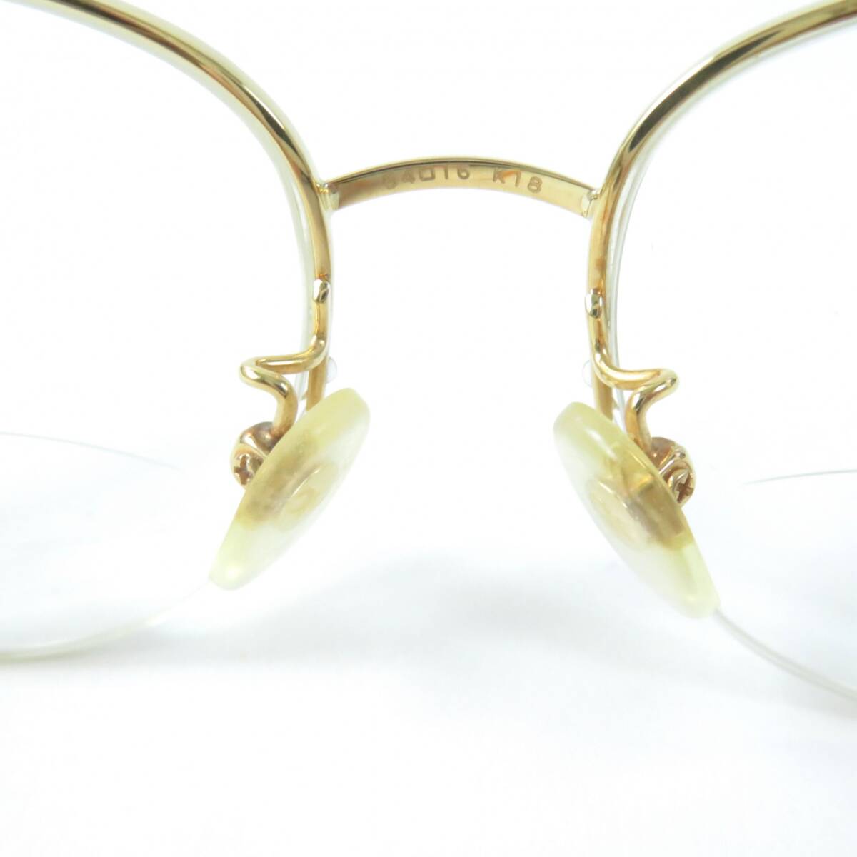 美品☆PARIS MIKI パリミキ 54□16 K18 ルビー・ダイヤモンド ハーフフレーム メガネ 眼鏡 アイウェア ゴールド 度入り 日本製 レディースの画像7