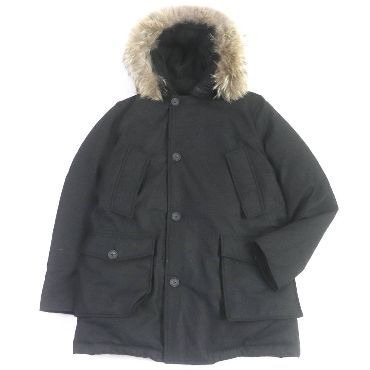 美品□WOOLRICH ウールリッチ 1702090 ARCTIC PARKA ウール WZIP ファーフーデッド ダウンジャケット ダウンコート ブラック M 正規品_画像1