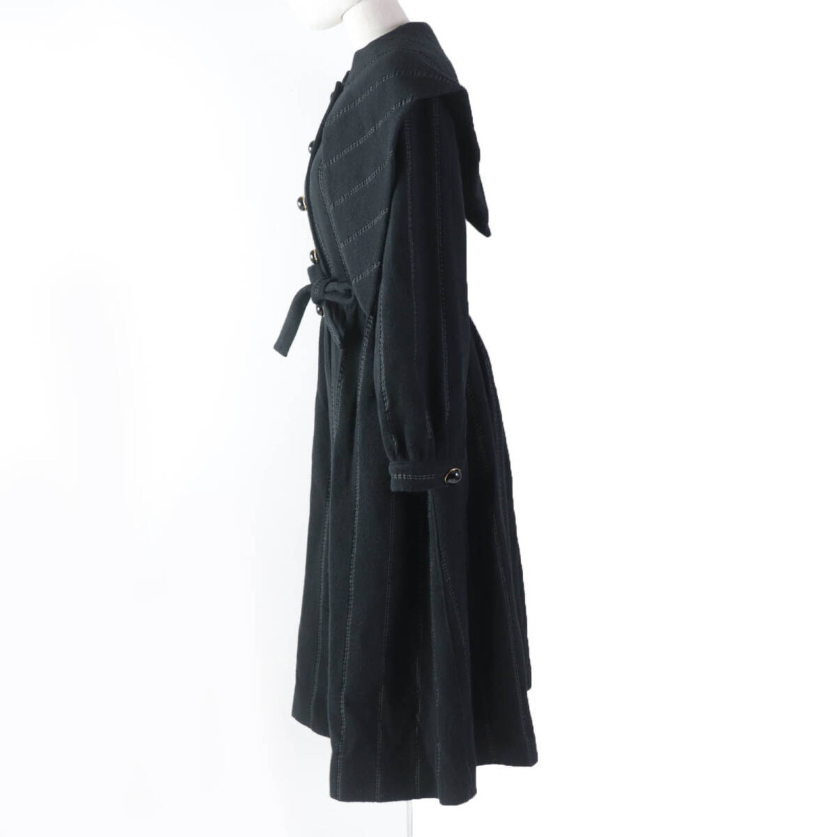  прекрасный товар *GIORGIO ARMANIjoru geo Armani 2020 год производства кашемир шелк .A линия пальто черный 40 стандартный товар женский 