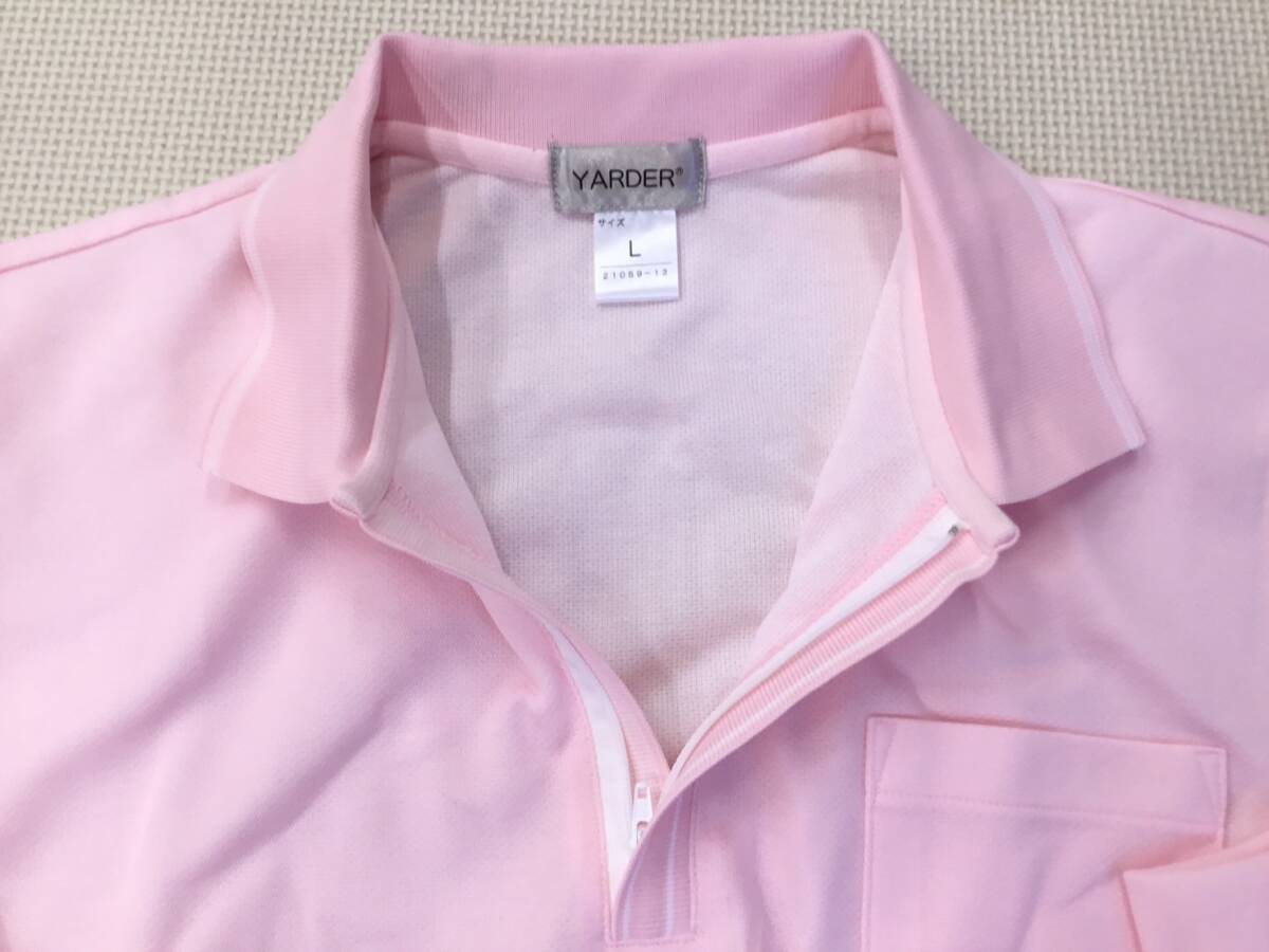YDL-426C новый товар [YADER] рубашка-поло размер L 2 листов / розовый / длинный рукав / Polo воротник застежка-молния / для мужчин и женщин / спорт одежда / тренировка одежда 