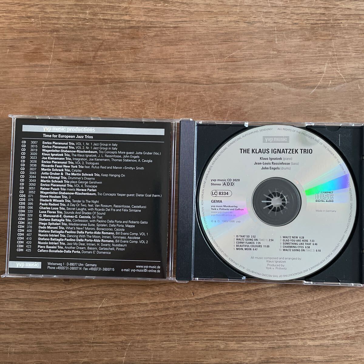 【レア希少盤CD】 KLAUS IGNATZEK 「THE KLAUS IGNATZEK TRIO」ドイツ盤　YVP MUSIC LC833 1989年録音　MOONKSレア本掲載 人気盤_画像2