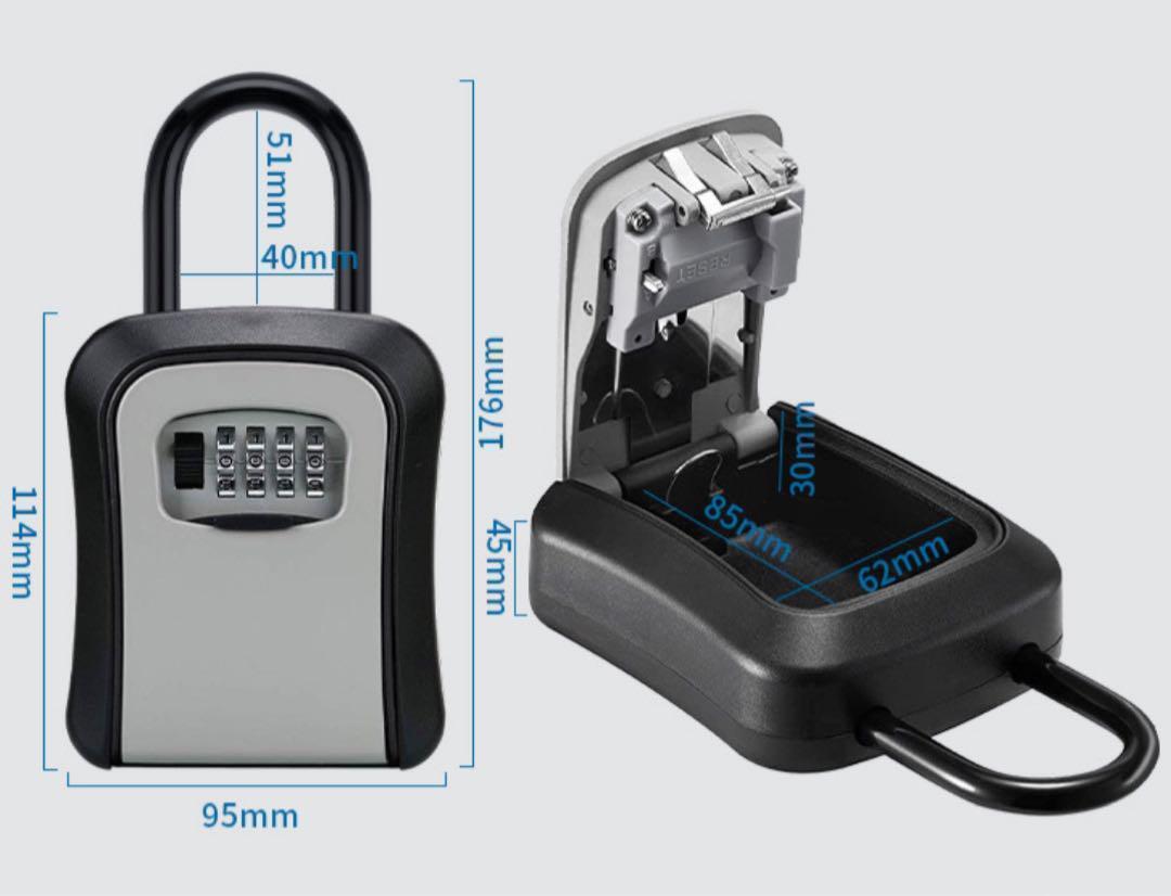 キーボックス ダイヤル式 4桁 鍵管理 キー収納 大容量 壁掛け 防犯 盗難防止　鍵収納　鍵　ケース　ボックス　安全対策　賃貸管理　グレー_画像7