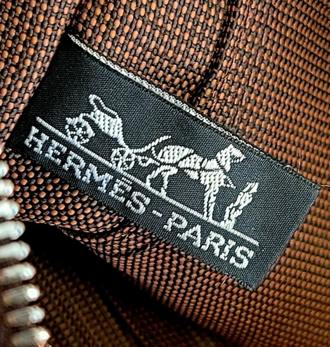 エルメス トートバッグ エールラインPM キャンバス グレー系 HERMES ブラウン系_画像3