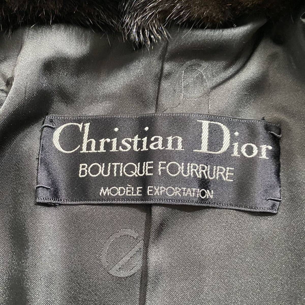 Christian Dior クリスチャンディオール 毛皮　ミンクコート ロング丈 ファー 総ロゴ裏地 ブラウン_画像9