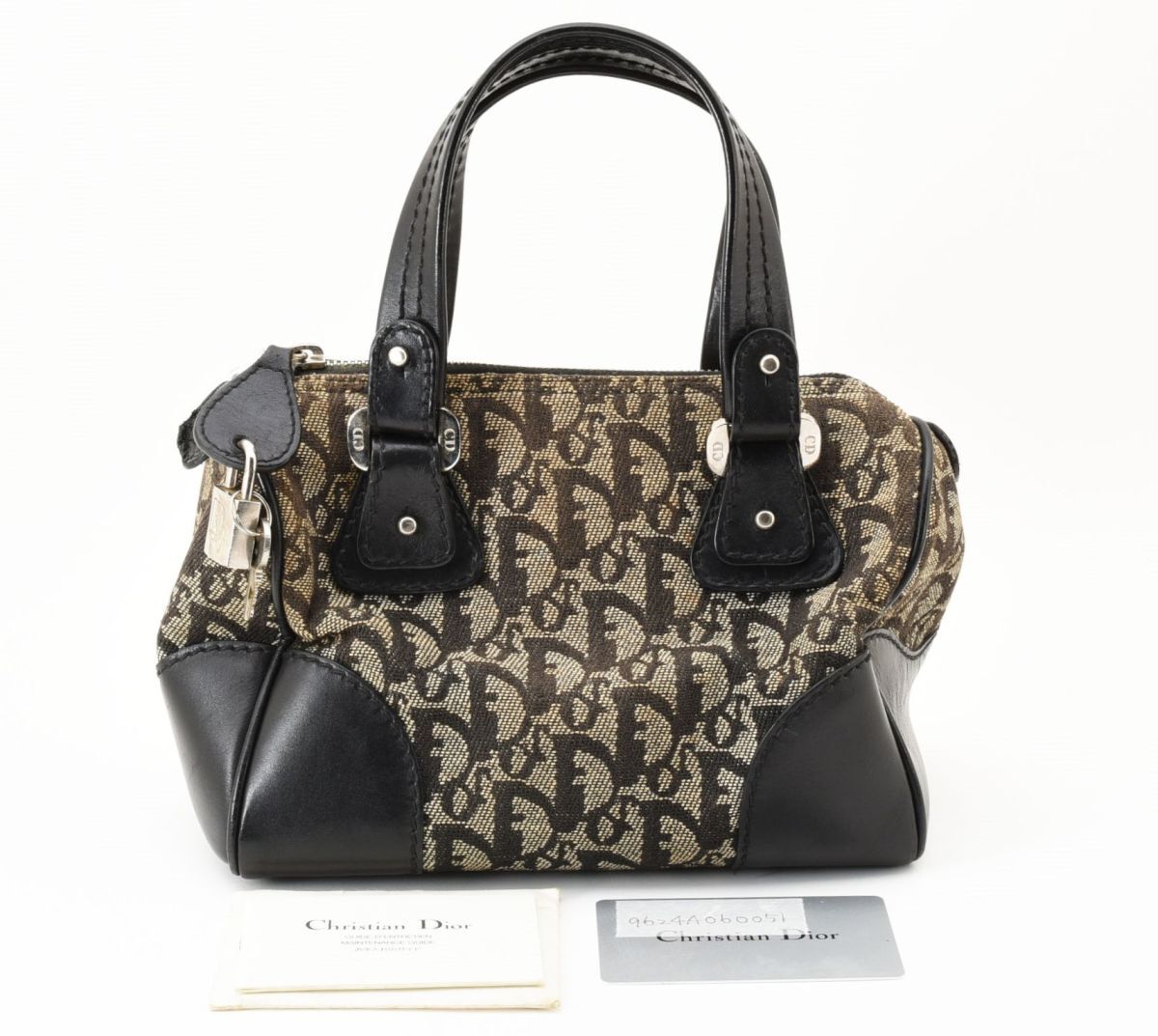 1円 Christian Dior クリスチャンディオール トロッター レザー ミニハンドバッグ ミニボストンバッグ CDロゴ 02-BO-0055 24-1275_画像1