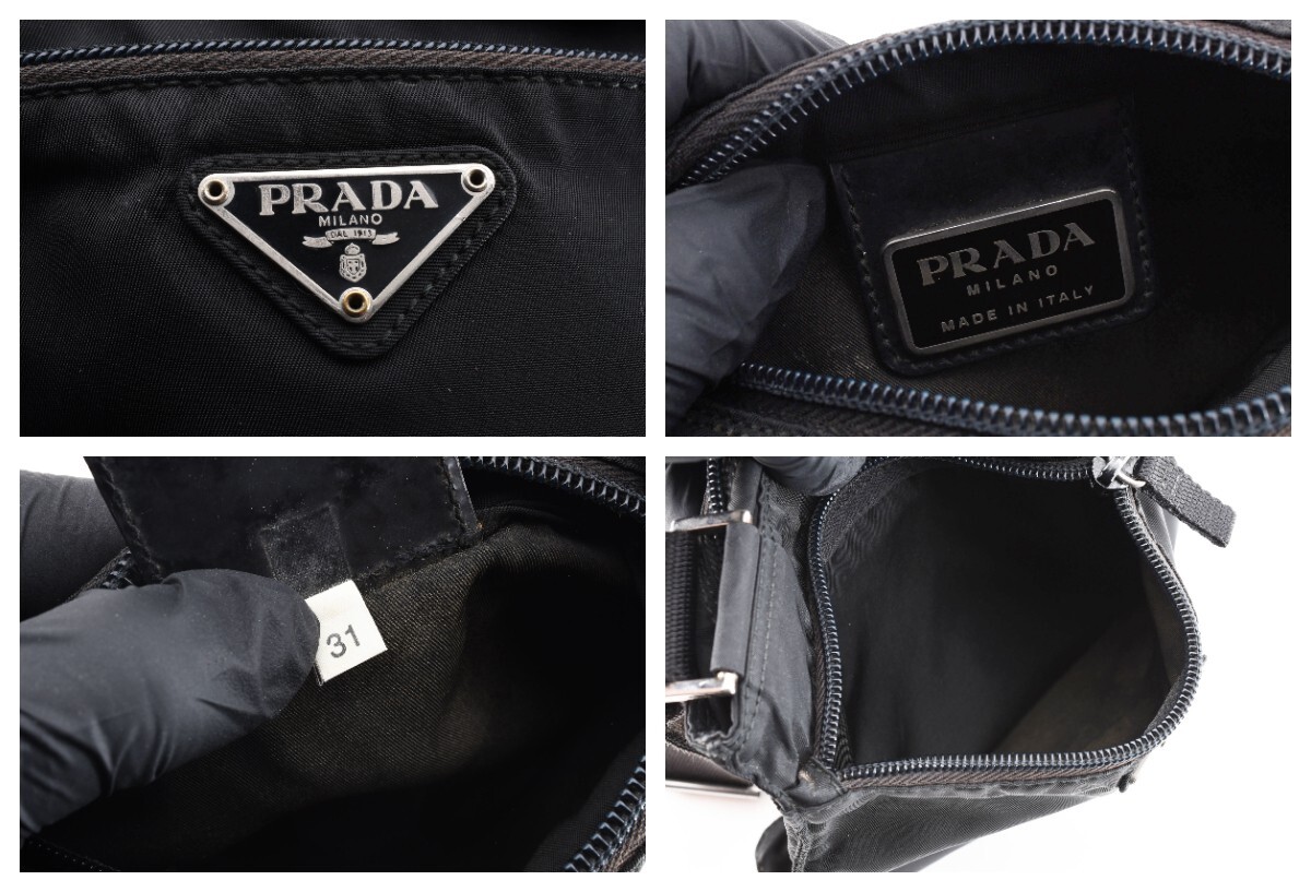 1円 PRADA プラダ テスート ナイロン リナイロン ショルダーバッグ 斜めかけ ポシェット サコッシュ トライアングルロゴ 24-1220の画像10