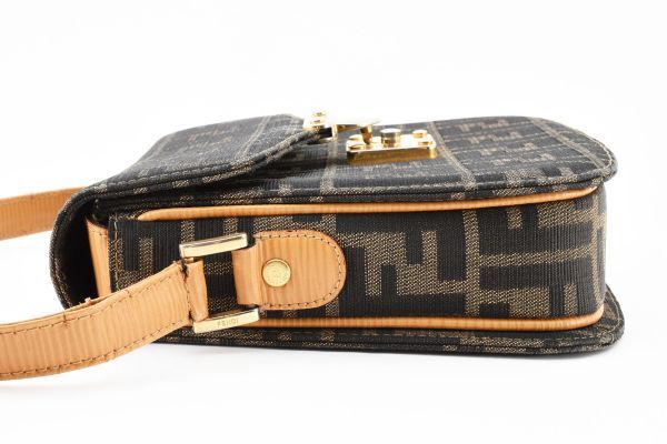 1円 FENDI　ヴィンテージ　フェンディ　ズッカ　キャンバス　レザー　ショルダーバッグ　斜めかけ　ボックス　24-974_画像7