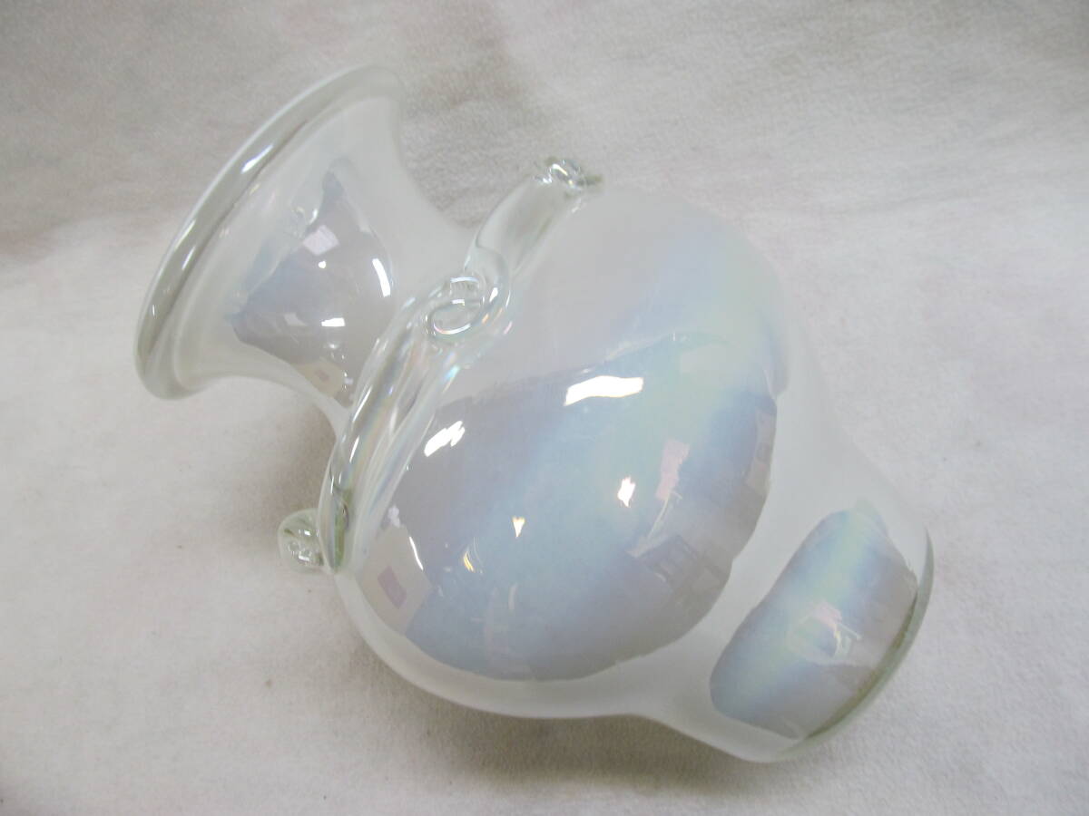 KAMEI GLASS カメイガラス 花瓶 フラワーベース パール 乳白色 インテリア 飾り 置物 昭和レトロ の画像5