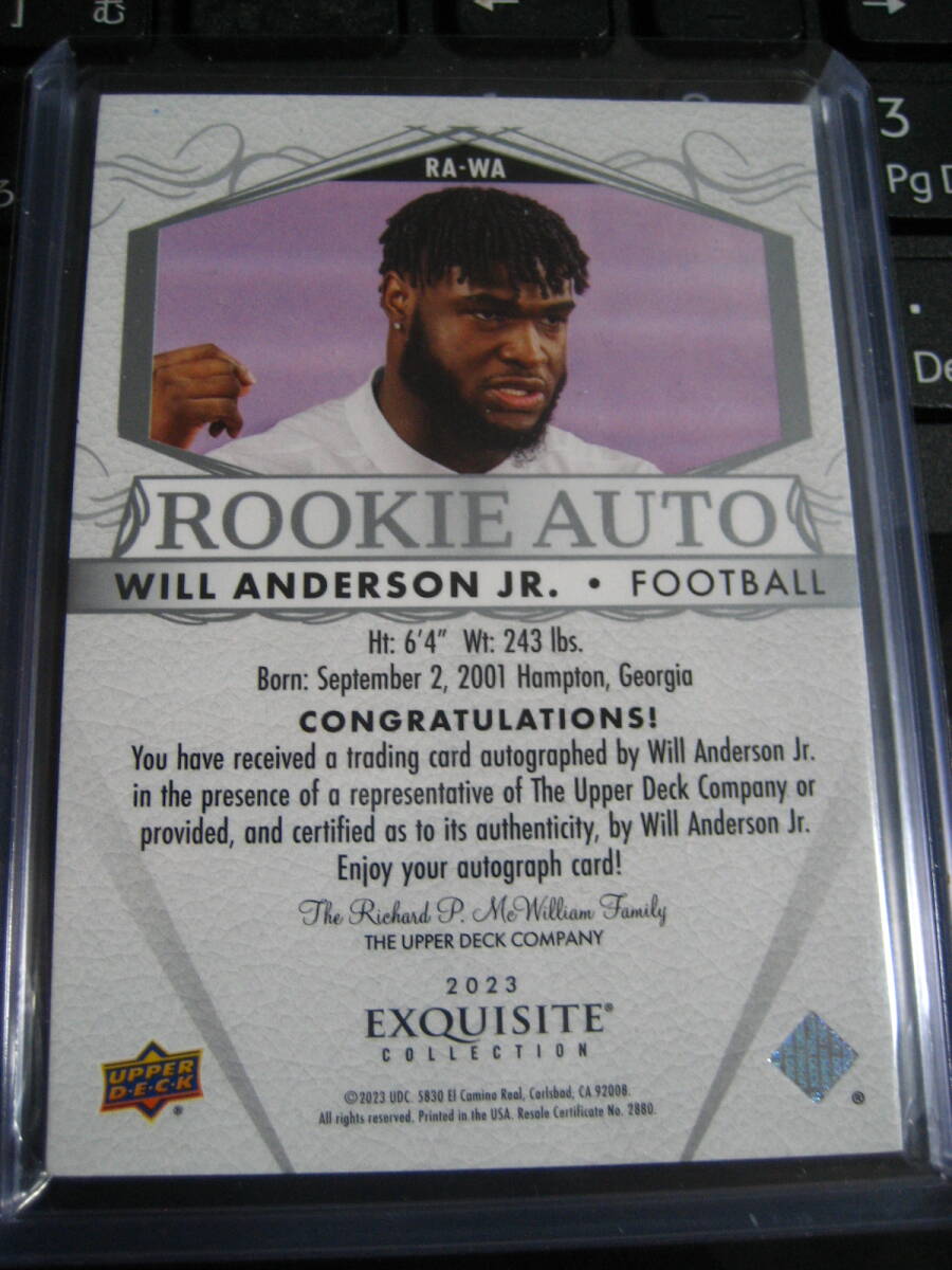 【Will Anderson Jr. 】2023 UD Goodwin Champions EXQUISITE COLLECTION ROOKIE AUTO/99枚限定の画像2