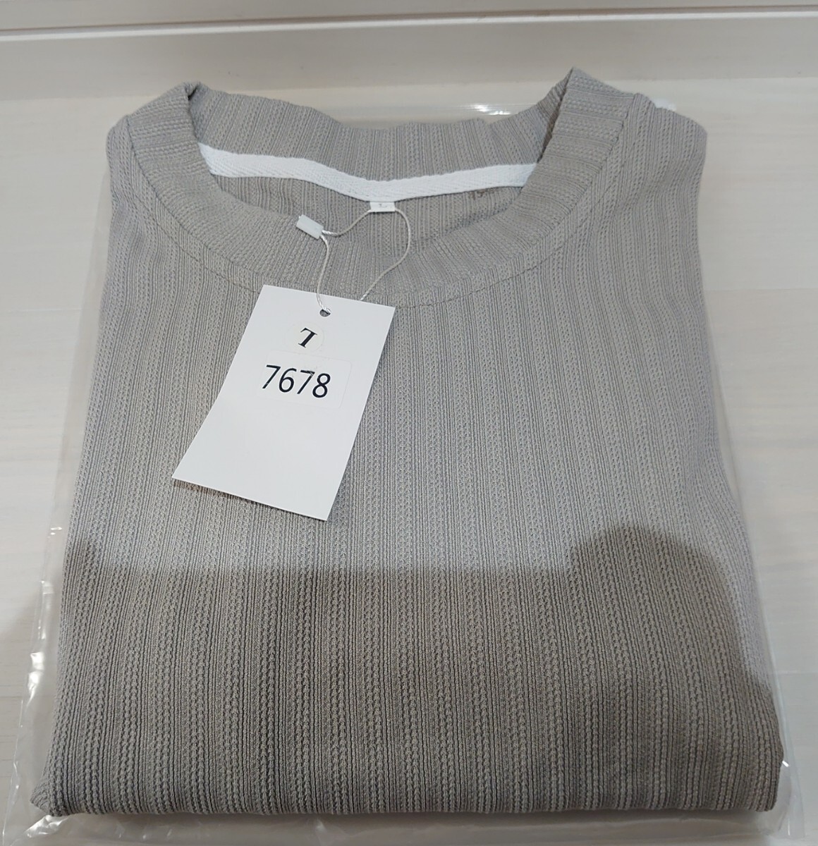 定価3,180円 Lサイズ ライトグレー☆七分袖 ビッグシルエット Tシャツ メンズ 夏服 涼しい 無地 ゆったり ビックシルエット トップス 灰色の画像9