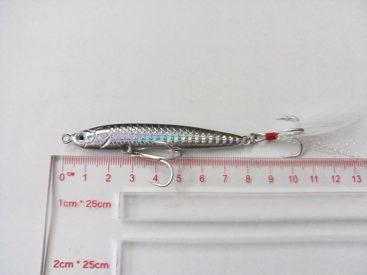 ジグミノー メタルジグ 安定姿勢 42g 8cm 6色 セット フェザー付き シーバス 青物 根魚 ロックフィッシュ フラットフィッシュの画像5