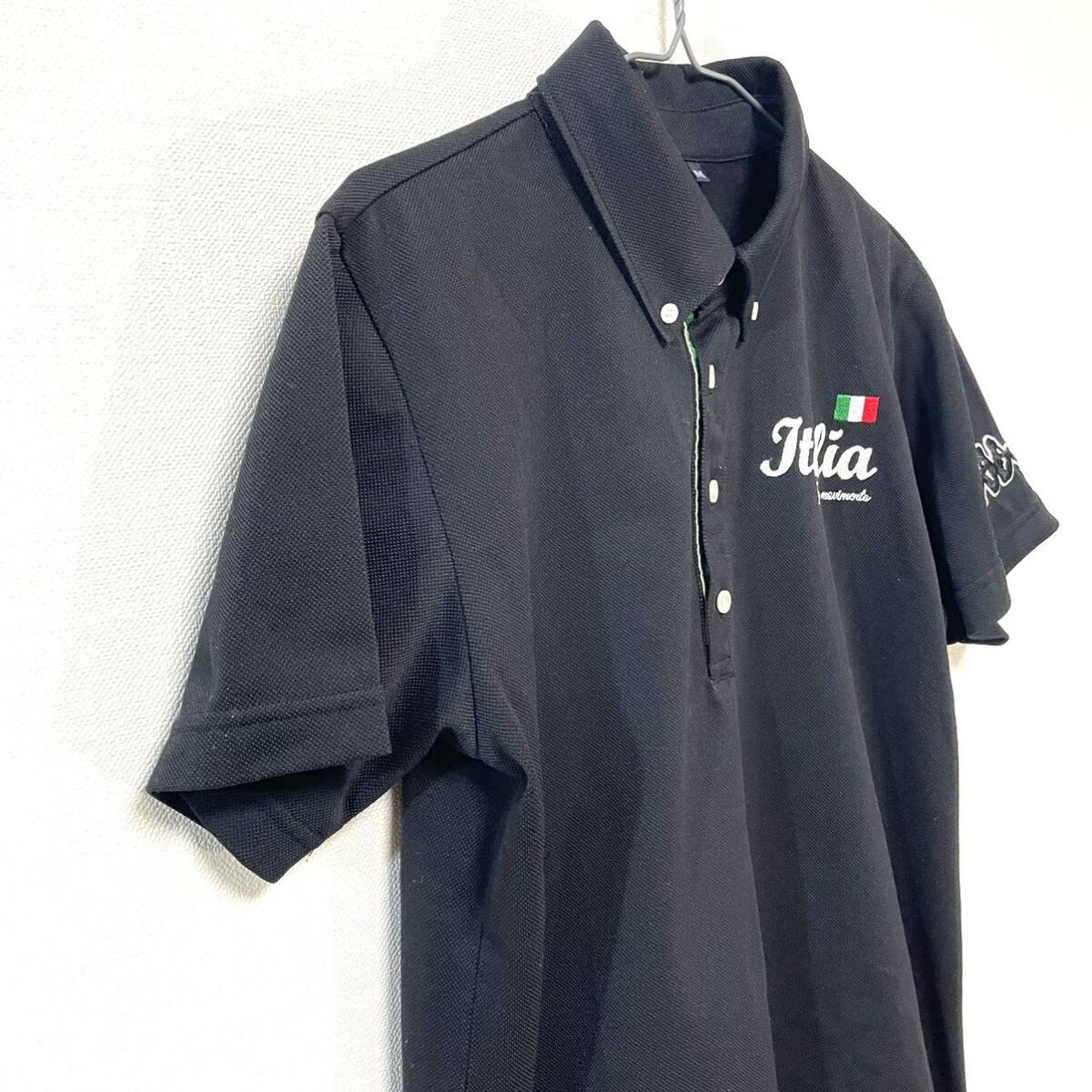 * прекрасный товар *Kappa ITALIA рубашка-поло с коротким рукавом кнопка down мужской M. пот скорость . материалы короткий рукав черный 