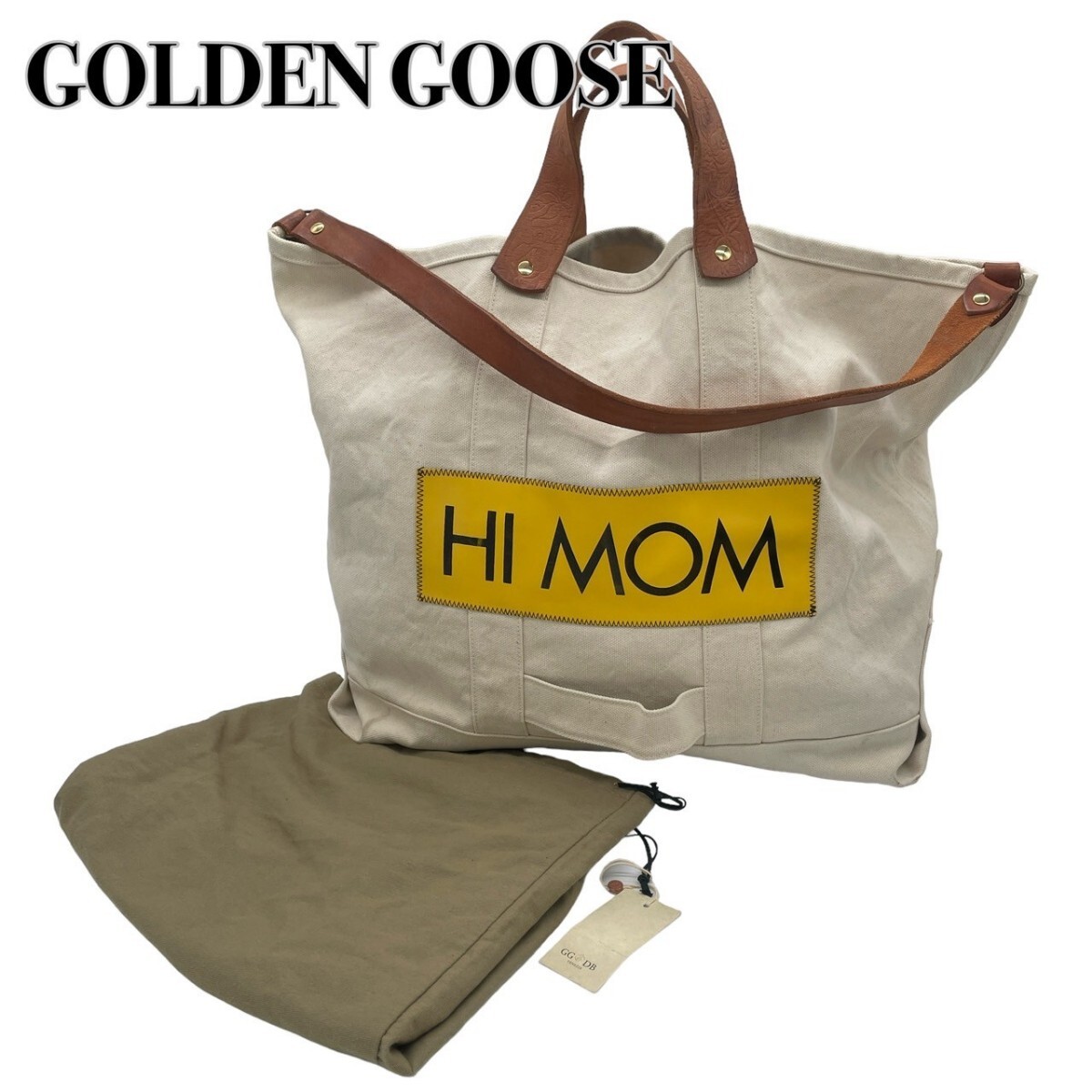 GOLDEN GOOSEゴールデングース エキパージュ キャンバストート ショルダー 保存袋付き マザーズバッグ