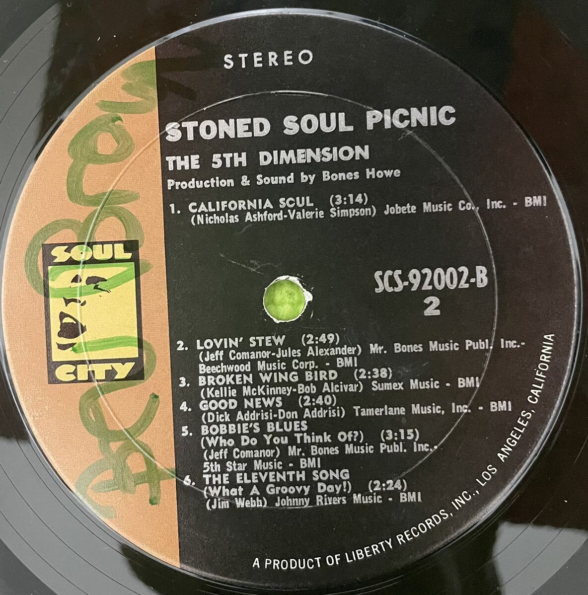 Soul rock sampling raregroove record ソウル　サンプリング　レアグルーブ　レコード　5th Dimension / Stoned Soul Picnic 1968_画像4