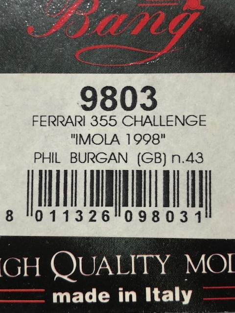 1/43 BANG バン 9803 Ferrari フェラーリ F355 チャレンジ イギリス 右ハンドル Challenge イタリア製の画像5