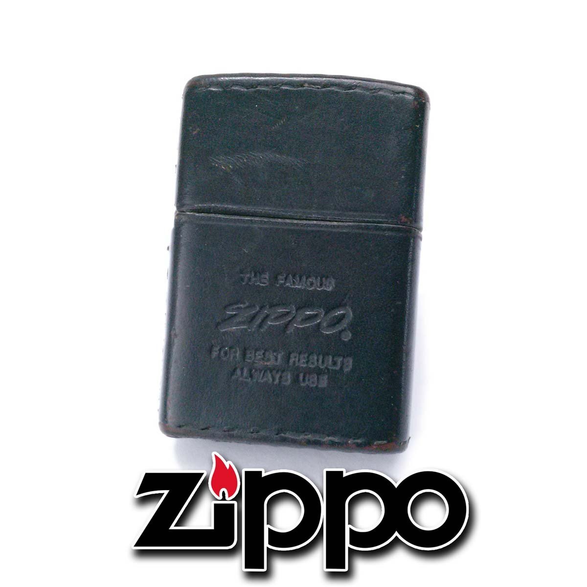 【1円】ZIPPO ジッポー 本革張り THE FAMOUS ZIPPO 黒レザー ジッポ オイルライター ap8910【一円スタート】の画像1