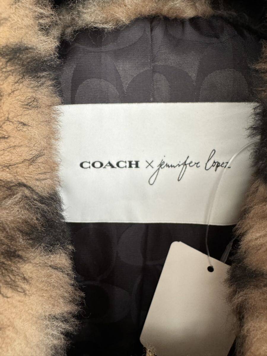 COACH Jennifer Lopez ジェニファーロペス コラボ アウター ジャケット ブラウン コート ファーコート 毛皮 本革 ムートン _画像4