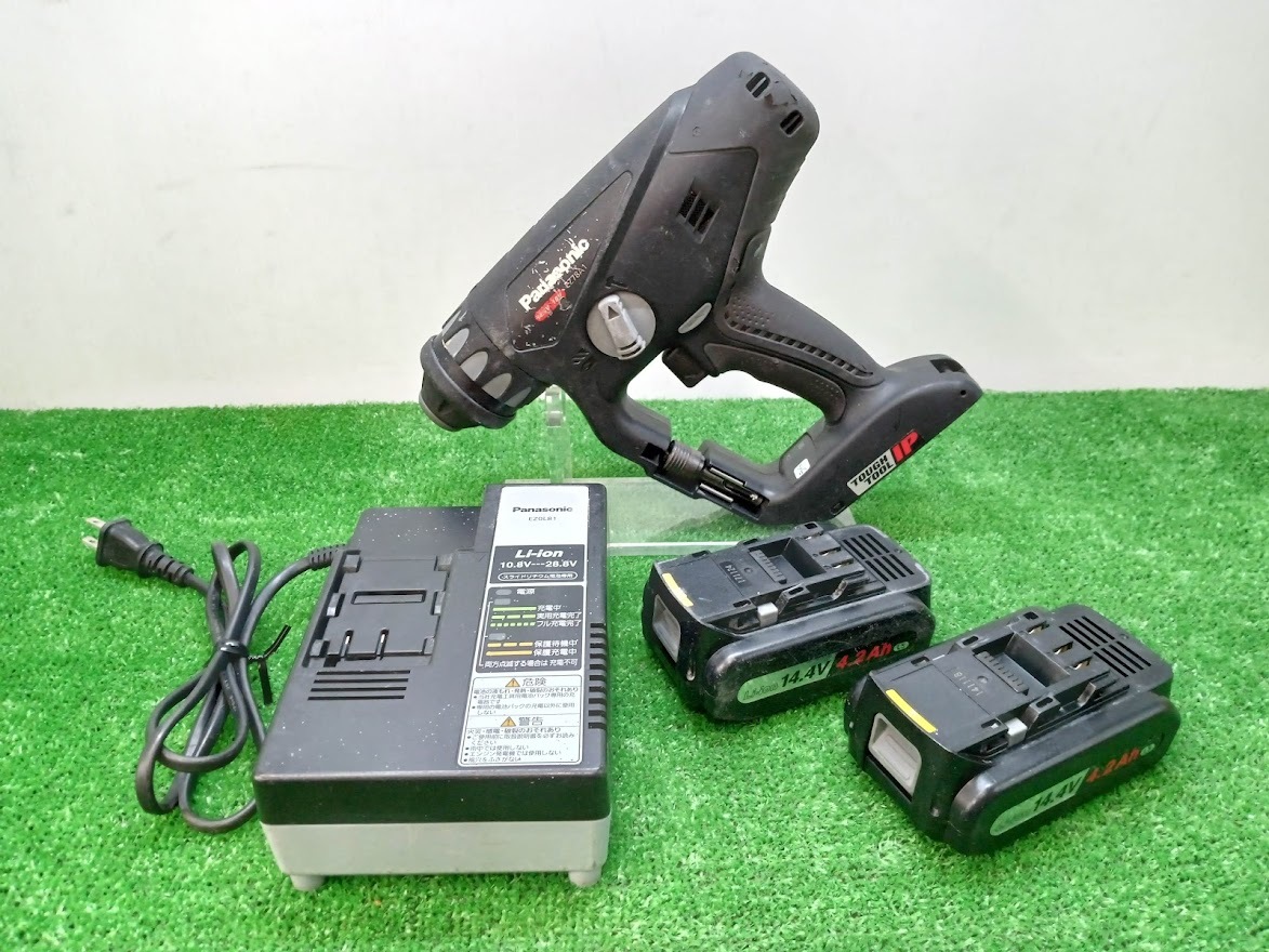 中古 Panasonic パナソニック 14.4V/18V 充電式 マルチハンマードリル EZ78A1LS2F-B バッテリー×2個 充電器 付き ケース無し_画像1