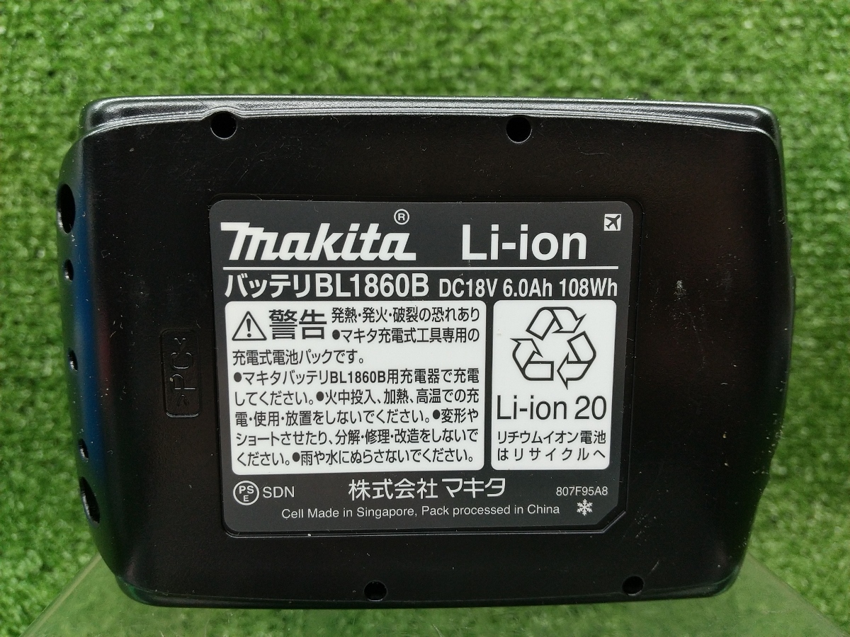 未使用 makita マキタ 18V 6.0Ah リチウムイオンバッテリー 雪マーク有 BL1860B ①_画像6