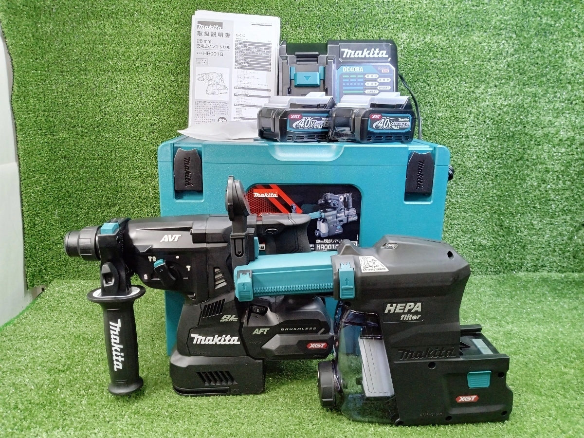 未使用 makita マキタ 28mm 40V 充電式ハンマドリル バッテリー×2個 充電器 セット HR001GDXVB ②_画像1