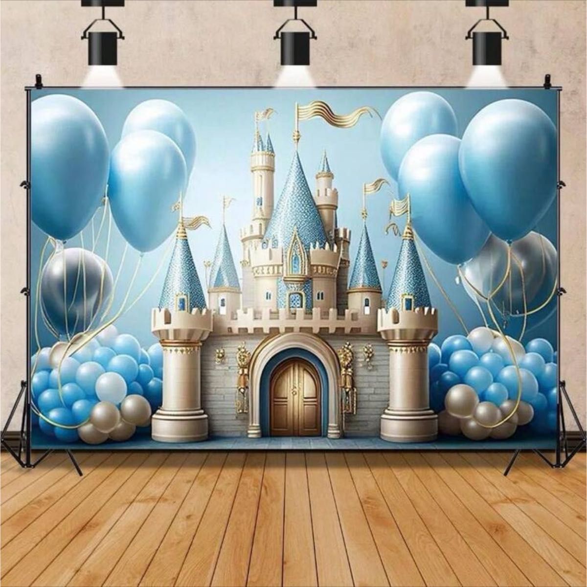 タペストリー 背景布 ウエディング 誕生日 お城 ブルー お祝い 記念日 パーティー 壁掛け 模様替え ファブリック ウォールデコ
