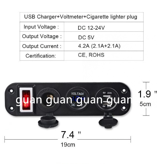5V 2.1A + 2.1A ダブル USB 車の充電器 12V 24V Led ディスプレイデジタル電圧計シガーライター電源出口トグルスイッチパネル_画像2
