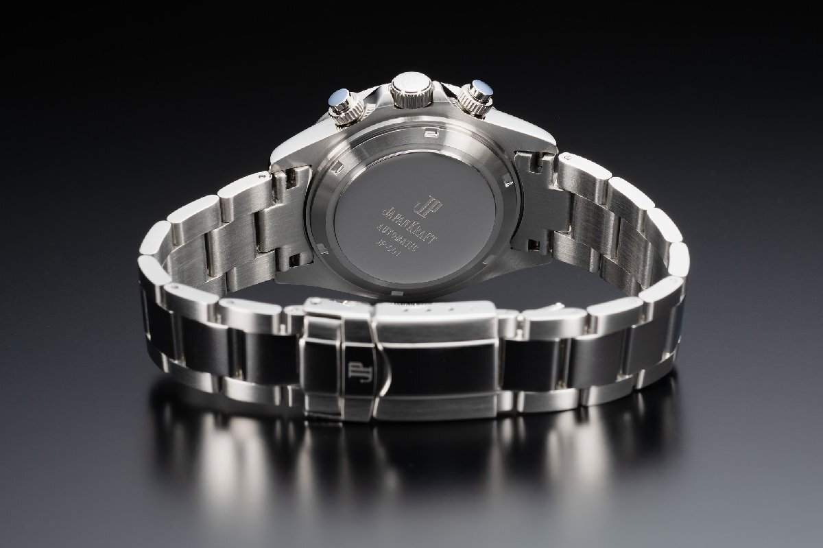 【当店限定品】8石天然ダイヤモンド付き 自動巻き オートマティック 腕時計 【シルバー×ブラック】 クロノグラフ JAPAN KRAFT 時計 ダイヤの画像7