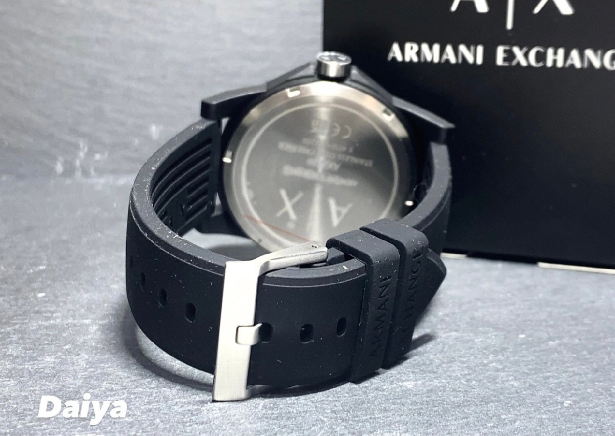 新品 AX ARMANI EXCHANGE アルマーニ エクスチェンジ 正規品 腕時計 アナログ腕時計 クオーツ 3気圧防水 ラバーベルト ブラック プレゼントの画像7