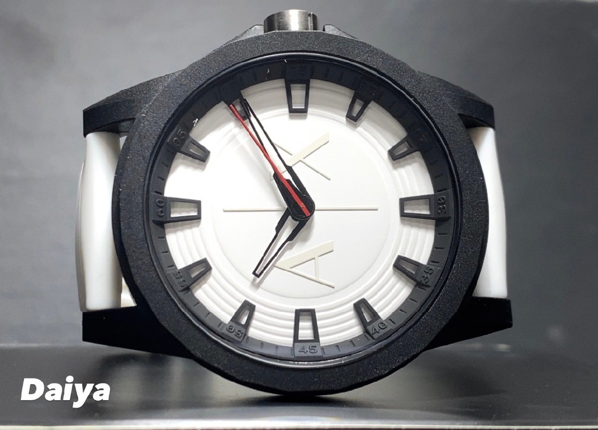 新品 AX ARMANI EXCHANGE アルマーニ エクスチェンジ 正規品 腕時計 アナログ腕時計 クオーツ 3気圧防水 ラバーベルト ホワイト プレゼントの画像5