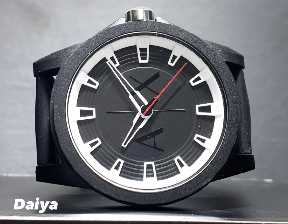 新品 AX ARMANI EXCHANGE アルマーニ エクスチェンジ 正規品 腕時計 アナログ腕時計 クオーツ 3気圧防水 ラバーベルト ブラック プレゼントの画像5