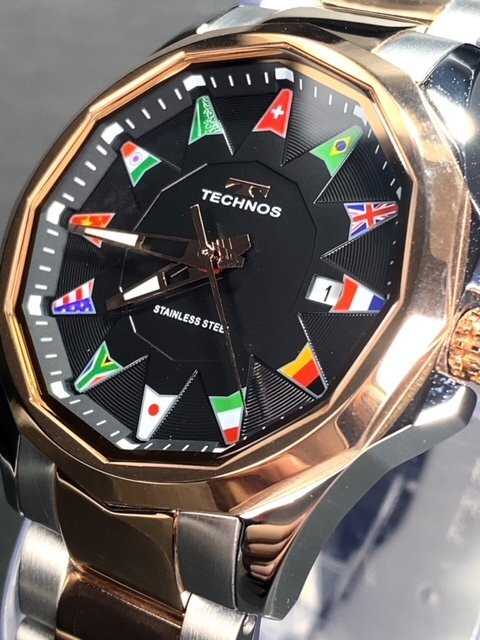 新品 テクノス TECHNOS 正規品 腕時計 アナログ腕時計 クオーツ ステンレス 3気圧防水 カレンダー ピンクゴールド ブラック プレゼント_画像3