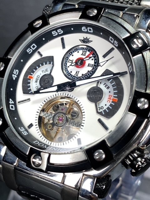 新品 正規品 ドミニク DOMINIC 自動巻き 手巻き 腕時計 オートマティック カレンダー 5気圧防水 ステンレス シルバー メンズ プレゼントの画像3