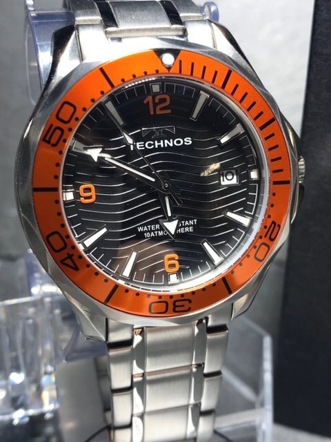  новый товар TECHNOS Tecnos наручные часы стандартный товар аналог наручные часы кварц календарь 10 атмосферное давление водонепроницаемый нержавеющая сталь простой orange мужской подарок 