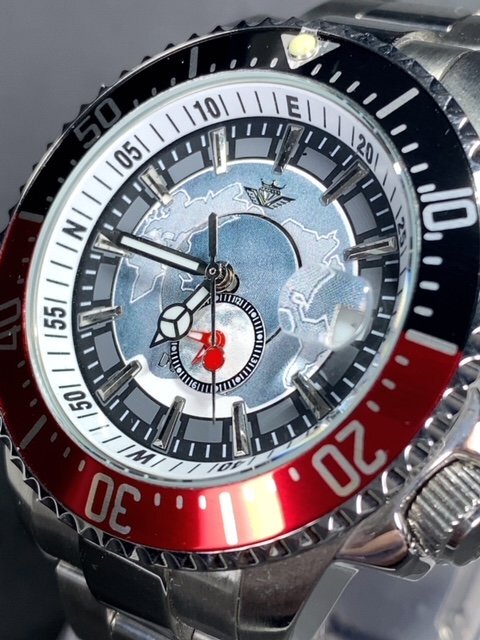 新品 正規品 ドミニク DOMINIC 自動巻き 腕時計 オートマティック カレンダー 防水 ステンレス アースギミック からくり時計 レッド 地球の画像3