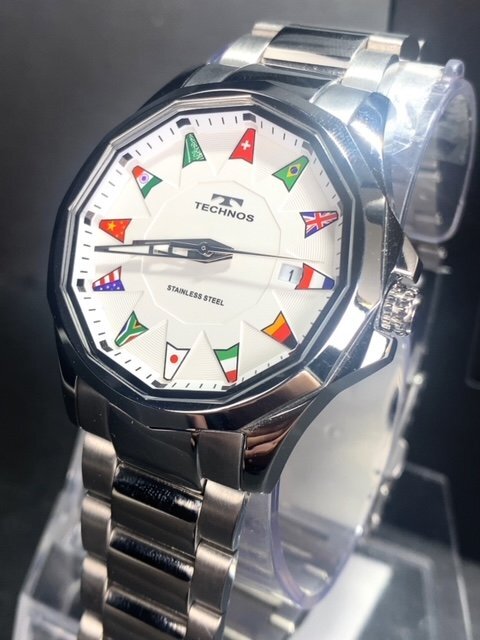新品 テクノス TECHNOS 正規品 腕時計 アナログ腕時計 クオーツ ステンレス 3気圧防水 カレンダー ビジネス ホワイト シルバー プレゼント_画像4