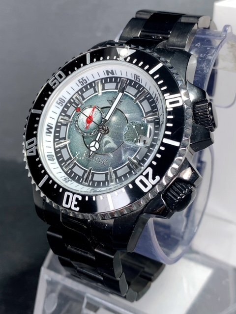 新品 正規品 ドミニク DOMINIC 自動巻き 腕時計 オートマティック カレンダー 防水 ステンレス アースギミック からくり時計 ブラック 宇宙の画像4