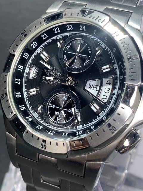 新品 正規品 ドミニク DOMINIC 自動巻き 腕時計 オートマティック カレンダー 5気圧防水 ステンレス シルバー ブラック メンズ プレゼントの画像3