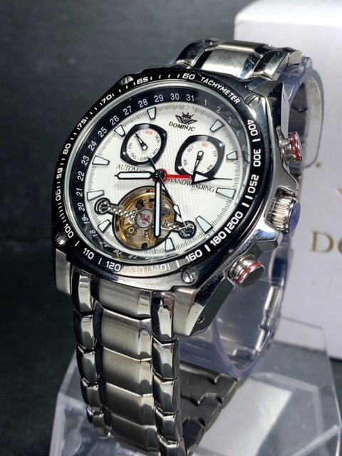 新品 正規品 ドミニク DOMINIC 自動巻き 手巻き 腕時計 オートマティック カレンダー 5気圧防水 ステンレス ブラック ホワイト プレゼントの画像4