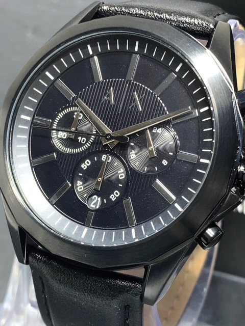 新品 AX ARMANI EXCHANGE アルマーニ エクスチェンジ 正規品 腕時計 クロノグラフ カレンダー アナログ クオーツ 防水 レザー ブラックの画像2