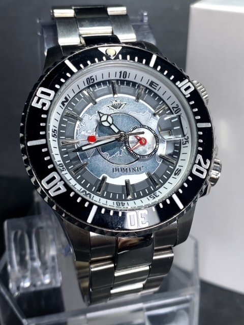 新品 正規品 ドミニク DOMINIC 自動巻き 腕時計 オートマティック カレンダー 防水 ステンレス アースギミック からくり時計 メンズ 地球の画像2