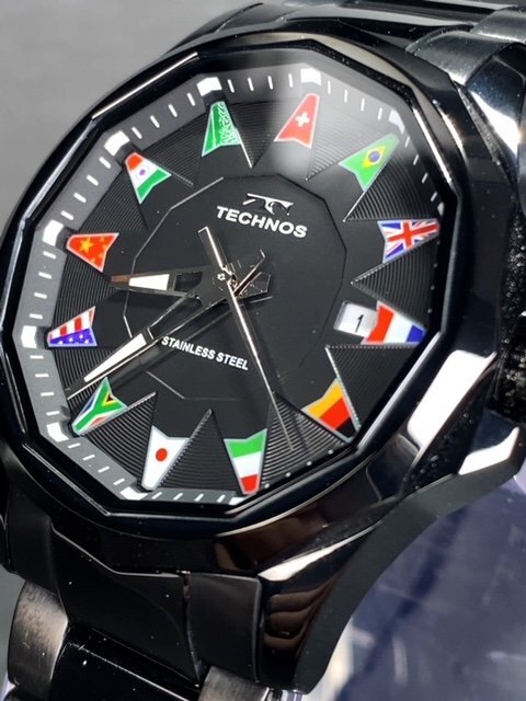 新品 テクノス TECHNOS 正規品 腕時計 アナログ腕時計 クオーツ ステンレス 3気圧防水 カレンダー ビジネス ブラック メンズ プレゼント