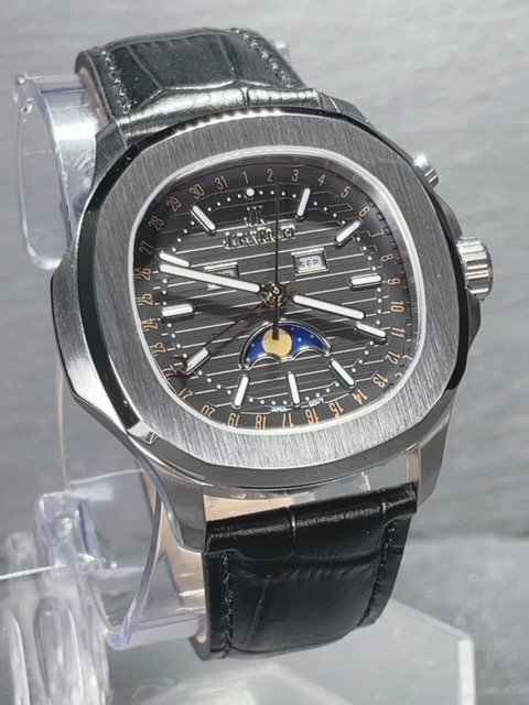  new goods JAPAN KRAFT Japan craft regular goods quarts wristwatch bijine Swatch sun & moon Japan Movement men's black 