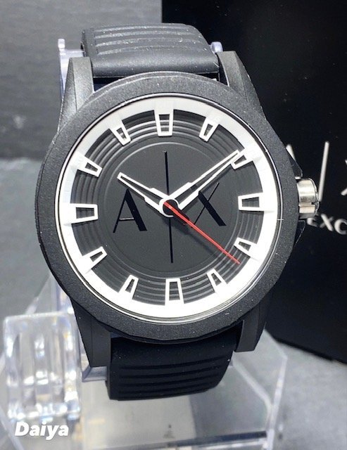新品 AX ARMANI EXCHANGE アルマーニ エクスチェンジ 正規品 腕時計 アナログ腕時計 クオーツ 3気圧防水 ラバーベルト ブラック プレゼントの画像3
