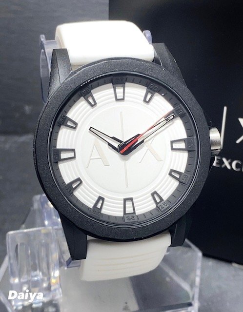 新品 AX ARMANI EXCHANGE アルマーニ エクスチェンジ 正規品 腕時計 アナログ腕時計 クオーツ 3気圧防水 ラバーベルト ホワイト プレゼントの画像3