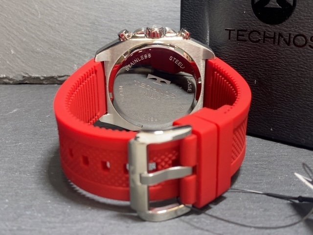 新品 テクノス TECHNOS 正規品 腕時計 アナログ腕時計 多機能腕時計 クロノグラフ クオーツ ラバーベルト 10気圧防水 レッド 赤 プレゼントの画像8