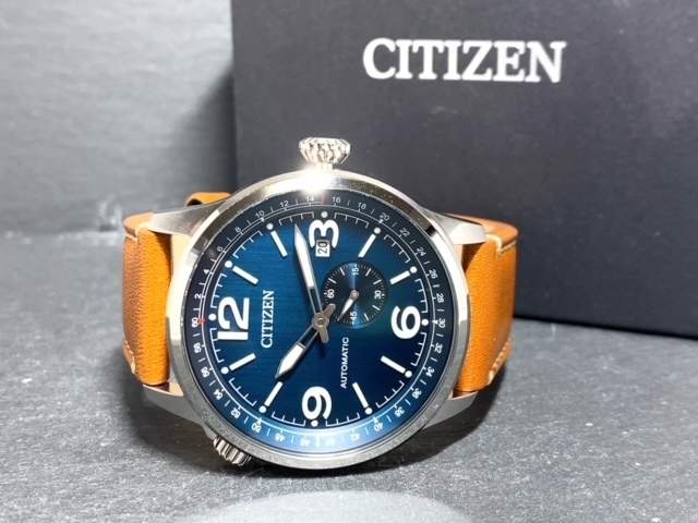 新品 シチズン CITIZEN 正規品 シチズン 自動巻き 腕時計 アナログ腕時計 AUTOMATIC オートマチック スモールセコンド カーフレザー 防水の画像5