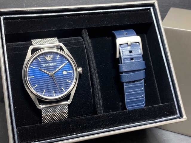 新品 EMPORIO ARMANI エンポリオアルマーニ MATTEO 正規品 腕時計 アナログ クオーツ 防水 カレンダー ステンレス 替えベルト付 プレゼントの画像7