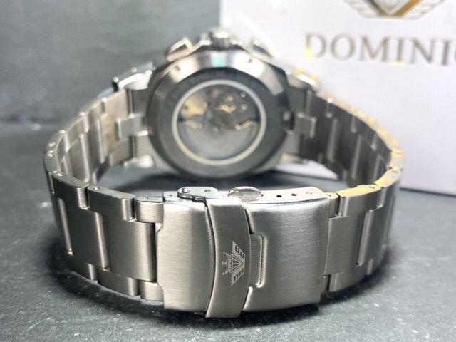 新品 正規品 ドミニク DOMINIC 自動巻き 腕時計 オートマティック カレンダー 5気圧防水 ステンレス ホワイト シルバー メンズ プレゼントの画像8