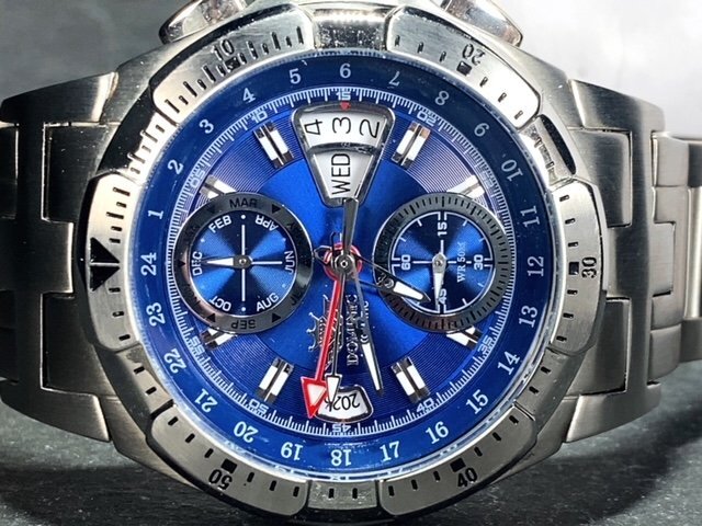 新品 正規品 ドミニク DOMINIC 自動巻き 腕時計 オートマティック カレンダー 5気圧防水 ステンレス シルバー ブルー ビジネス プレゼントの画像6