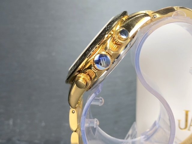 8石天然ダイヤモンド付き 新品 JAPAN KRAFT ジャパンクラフト 腕時計 正規品 クロノグラフ 自動巻き オートマティック 防水 ゴールド 金の画像5